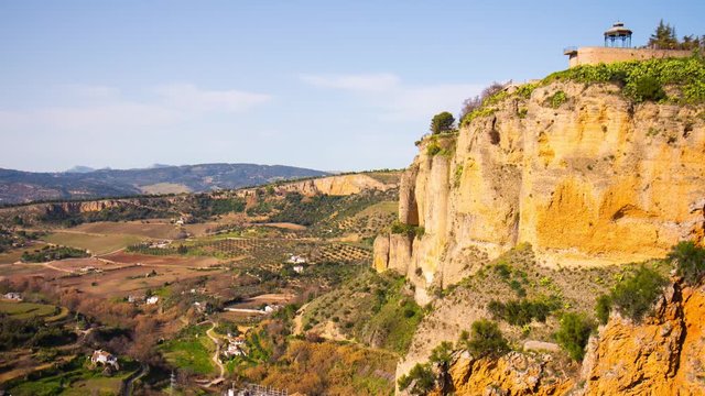 sunny day ronda famous view panorama 4k time lapse spain
