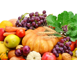 fruits and vegetables isolated on a white background