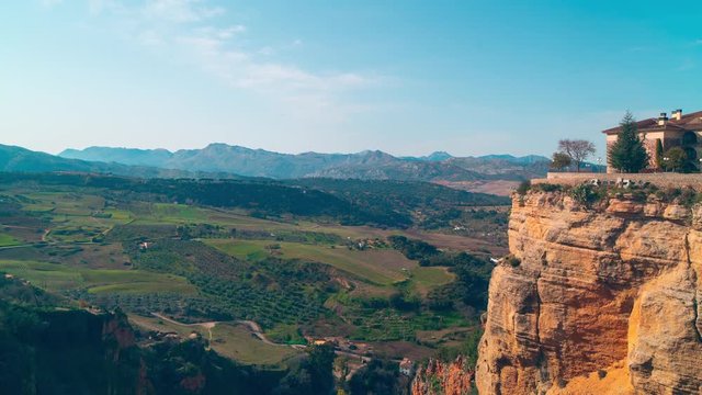 spain famous mountain town ronda panoramic view sunny day 4k time lapse 
