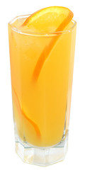 Cocktail with orange juice and ice cubes