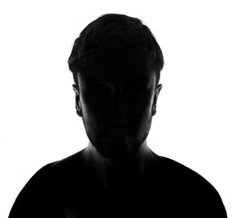 Hidden face in the shadow.male person silhouette