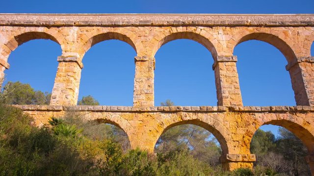 tarragona famous bridge sun light view 4k time lapse spain
