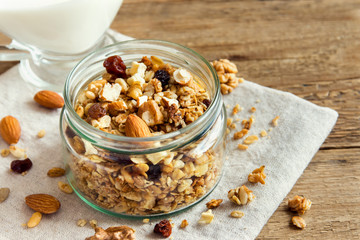 Homemade granola with nuts