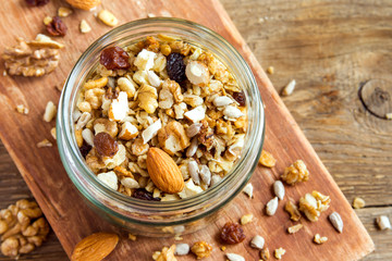 Homemade granola with nuts