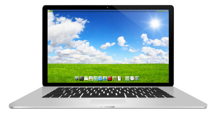 Modern laptop on white background