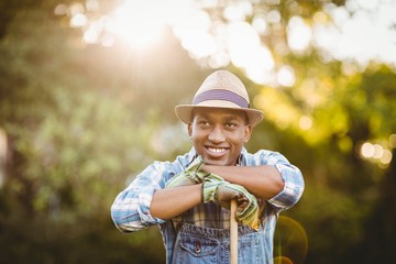 Smiling man in the garden