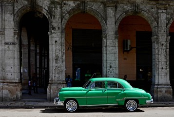 Havana, Cuba. Old classic American car on street of  Havanna.