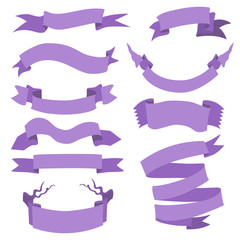 Obraz premium Vector Set of Different Ribbons for Your Text. Purple Ribbons.