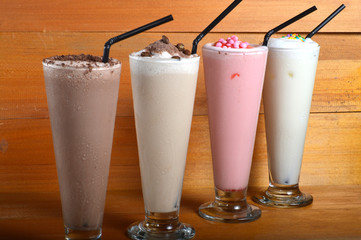 four types of milkshake drink