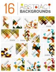 Collection of various abstract backgrounds, geometric style