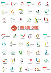 Vector line ribbon logo set