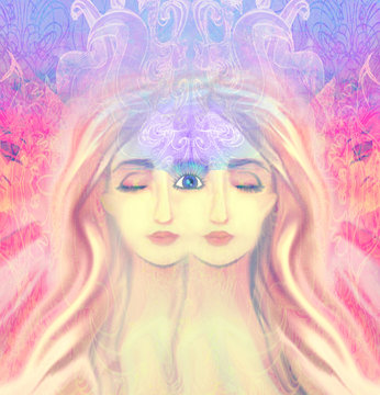 Woman with third eye, psychic supernatural senses © diavolessa