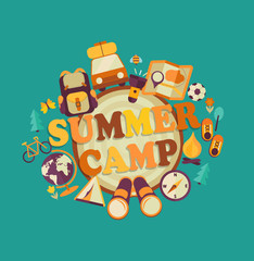 Fototapeta premium Summer camp, vector.