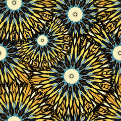 yellow mandala seamless vintage tribal seamless pattern
