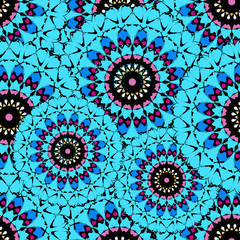 blue mandala Seamless vintage tribal seamless pattern