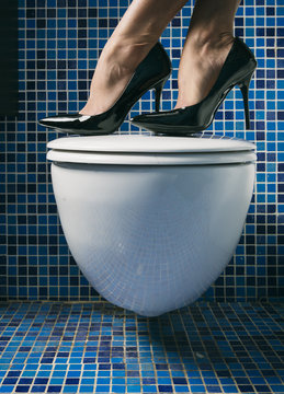 Closeup of legs in high heels