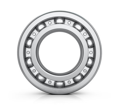 Radial roller bearing isolated white background. 3D image