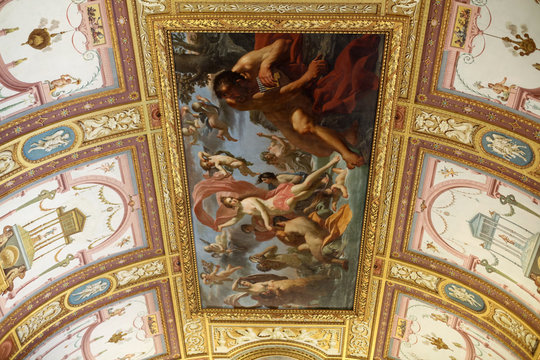   Art painting of ceiling in central hall of Villa Borghese, Rome