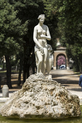 Fototapeta na wymiar Marble statues in Villa Borghese, public park in Rome. Italy Italy