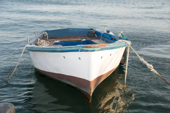 fishing barge moored