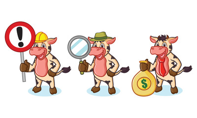 Cow and Hair Mascot with sign