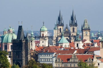 Fototapeta na wymiar Towers in Old Town in the Prague, Czech republic