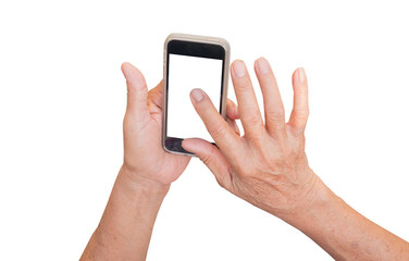 Woman elderly Using a Smart Phone.