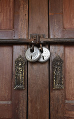 closed up the local master key on wood wall in Nepal