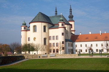 Fototapeta premium Temple of Holly Cross Finding and Piarist Cloister´s gardens in the Litomysl, eastern Bohemia, Czech republic - UNESCO