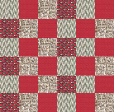 Quilt design n.1, collage for a quilt red and brown