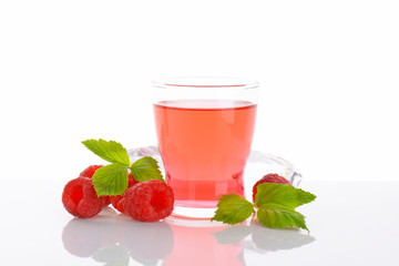 Glass of raspberry juice