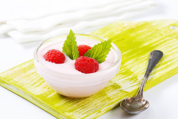 Bowl of raspberry yogurt