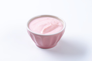 Bowl of raspberry yogurt