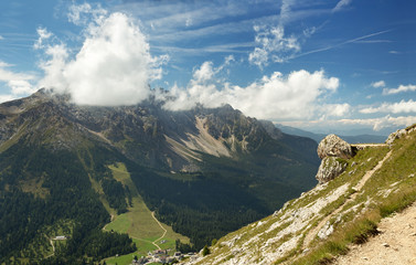 scenic view of a valley in the Dolomites
