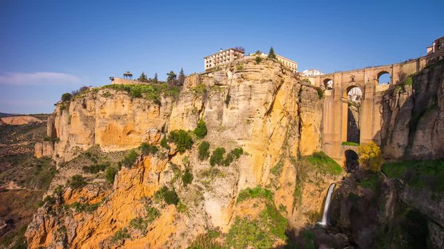 sunny day famous spain place ronda mountain city 4k time lapse 

