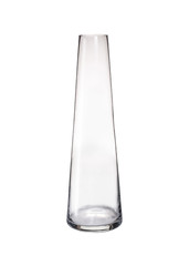 Clear glass vase isolated on a white background