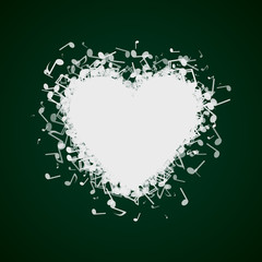 Heart made of of music notes