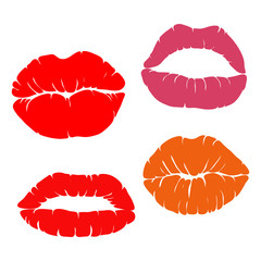 Lipstick kiss on white background. Vector illustration.