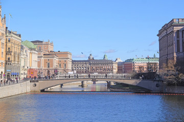 Stockholm, Sweden - March, 16, 2016: panorama of an old town of Stockholm, Sweden