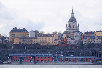 Fototapeta premium Stockholm, Sweden - March, 16, 2016: landscape with the image of Stockholm, Sweden