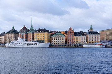 Stockholm, Sweden - March, 16, 2016: passenger ship in Stockholm harbour, Sweden