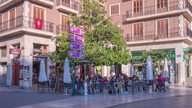 valencia city day light sun light cafe 4k time lapse spain 
