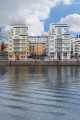 Obraz premium Stockholm, Sweden - March, 16, 2016: landscape with the image of Stockholm, Sweden