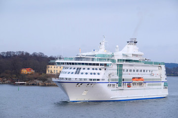 Fototapeta na wymiar Stockholm, Sweden - March, 19, 2016: cruise fairy ship in Stockholm, Sweden