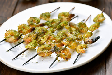 Grilled pesto shrimp
