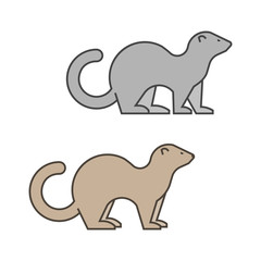 Line vector silhouette of a ferret