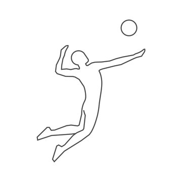 Volleyball players outline silhouette