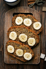 Slices of sweet banana bread
