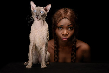 Woman and cat with same faces