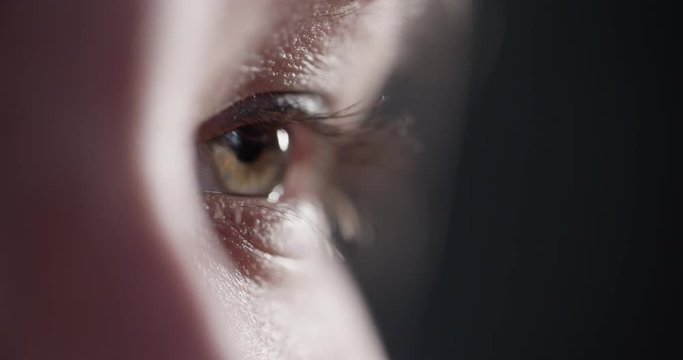 macro closeup footage of female teen green eye, 4k prores footage shot in 60fps